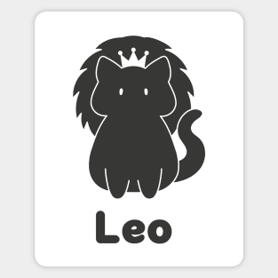 Leo Cat Zodiac Sign with Text (Black and White) Magnet